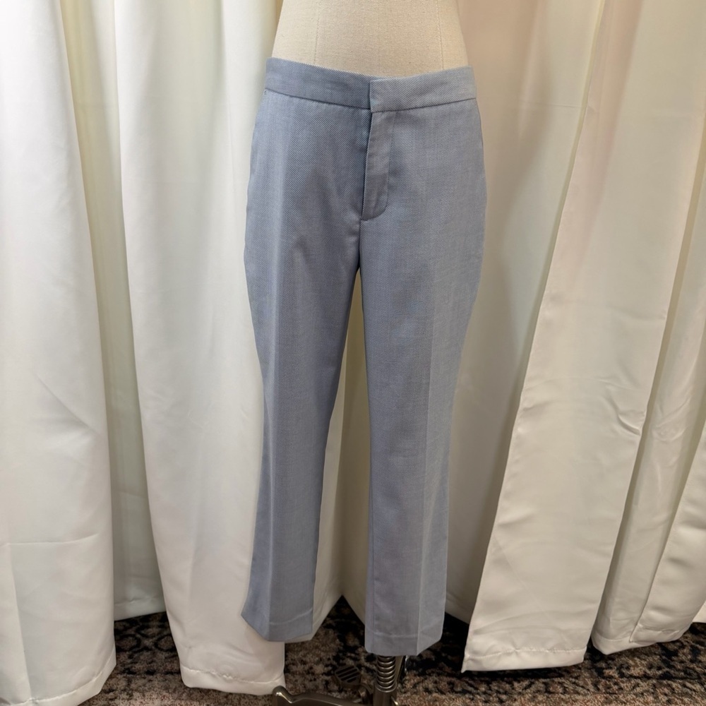 NWT Zara Light Blue Twill Cigarette Slim Leg Cropped Pants Size 4 - Picture 3 of 16